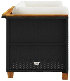 Sofás de canto p/ jardim c/ almofadões 2 pcs vime PE preto