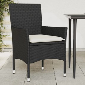 vidaXL Cadeiras de jardim com almofadões 2 pcs vime PE preto