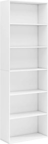 Estante aberta de 6 níveis 60 x 23,5 x 178 cm moderna para sala, quarto ou escritório Branco