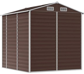 Abrigo de jardim 191x215x198 cm aço galvanizado castanho