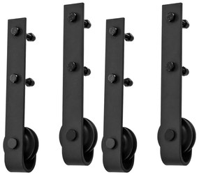 Kits de ferragens para porta deslizante 2 pcs 200 cm aço preto