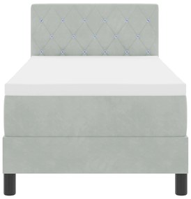 Cama Box com Colchão vidaXL Cinza Claro 80x200 cm Veludo