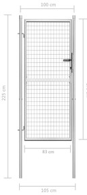 Portão de jardim em aço galvanizado 105x225 cm prateado
