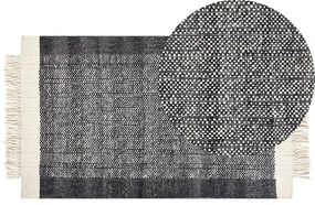 Tapete de lã preta e branca 80 x 150 cm ATLANTI Beliani