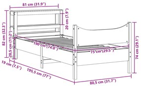 Estrutura cama c/ cabeceira 75x190 cm pinho maciço castanho-mel