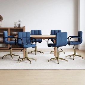 vidaXL Cadeira de jantar giratórias 6 pcs veludo azul