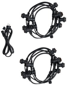 Cordão de luzes preto conectável com ficha 10m 20 luzes IP44 - Lubber Moderno