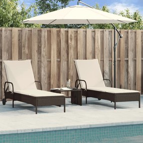 vidaXL Espreguiçadeiras com almofadões 2 pcs vime PE castanho
