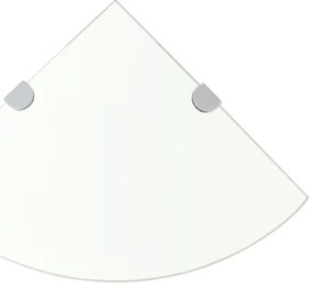 Prateleiras canto 2 pcs suportes cromados 25x25cm vidro transp.
