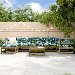 8 pcs conjunto lounge de jardim c/ almofadões pinho impregnado