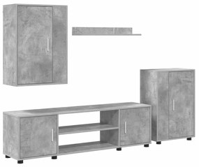 vidaXL Conjunto de móvel de TV 4 pcs Cinzento Madeira processada