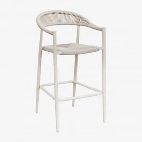 Pack De 2 Bancos Altos Em Alumínio E Rattan Sintético Amatria Tapioca Bege & ↑75 Cm - Sklum