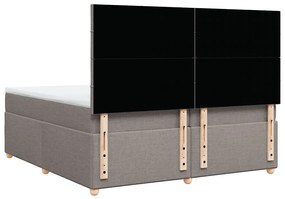 Cama com molas/colchão 200x200 cm tecido castanho-acinzentado