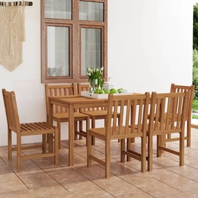 vidaXL 7 pcs conjunto de jantar para jardim madeira de teca maciça