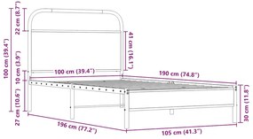 Estrutura cama s/ colchão derivados de madeira carvalho sonoma