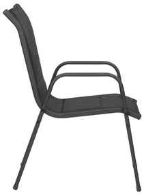Cadeiras de jardim 4 pcs aço e textilene preto