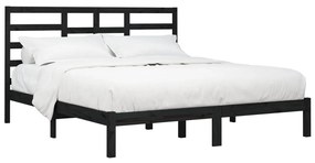 Estrutura de cama 200x200 cm madeira maciça preto