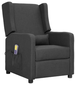 vidaXL Poltrona de massagens tecido cinzento-escuro