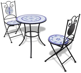 Conjunto bistrô azulejos de cerâmica 3 pcs azul e branco