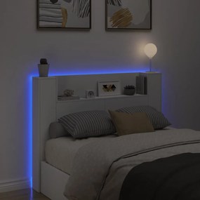 Armário de cabeceira com luzes LED 140x16,5x103,5 cm branco