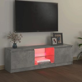 Móvel de TV com luzes LED 120x30x35,5 cm cinzento cimento