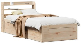 Estrutura de cama com cabeceira 90x190 cm pinho maciço