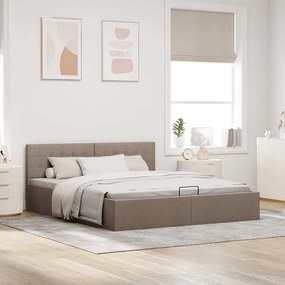 Cama Hidráulica Karen com Arrumação - 160x200cm - Em Tecido Cinza-Acas