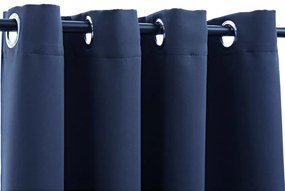 Cortinas blackout com argolas em metal 2 pcs 140x175 cm azul
