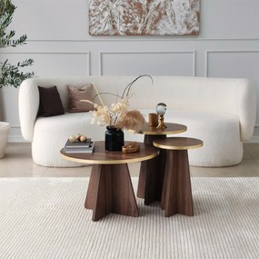 Mesa de Café Mushroom – Dourado e Nogueira – 60x40x60 cm
