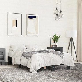 vidaXL Estrutura de cama 140x200 cm derivados de madeira/metal preto