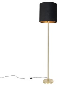 Candeeiro de pé clássico em latão com cúpula preta 40 cm - Simplo Clássico / Antigo,Design