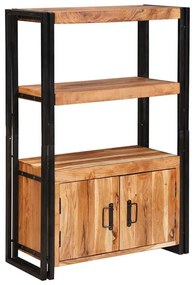 vidaXL Estante com Portas Castanho Madeira de acácia maciça e metal