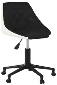 vidaXL Cadeira de jantar giratória couro artificial preto e branco