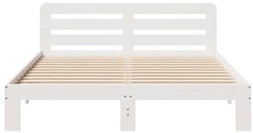 Cama sem colchão 140x190 cm madeira de pinho maciça branco