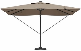 Guarda-Sol Cantilever Roma com LEDs Taupe 352x251x265 cm Alumínio
