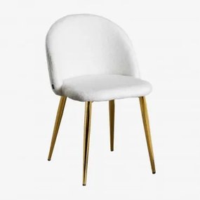 Cadeira de jantar em chenille Kana Branco & Dourado - Sklum