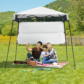 Tenda com abertura automática e pernas inclinadas 182 x 182 cm de proteção solar para exterior branco