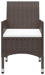 5 pcs conjunto de jantar p/ jardim c/ almofadões castanho