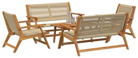 Cadeiras de Jardim com Mesa 5 pcs Bege Madeira Maciça de Acácia