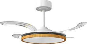 HOMCOM Ventoinha de Teto com Luz LED 80 W Motor DC Reversível Controlo Remoto 6 Velocidades Temporizador Ø95 cm Branco e Madeira | Aosom Portugal