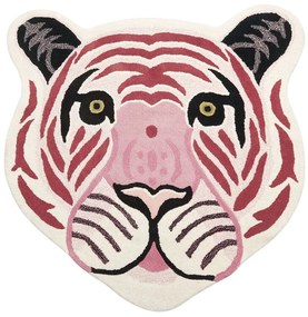 Tapete para crianças em lã rosa impressão de tigre 120 x 110 cm PARKER Beliani