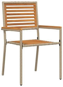 Conjunto de Jantar de Jardim de 7 Peças Bege em Rattan Poly e Acácia v