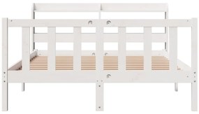 Cama sem colchão 160x200 cm madeira de pinho maciça branco