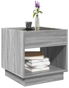 Mesa de centro luzes LED Infinity 50x50x50 cm cinzento sonoma