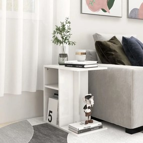 vidaXL Mesa de apoio 50x30x50 cm derivados de madeira branco brilhante