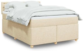 vidaXL Cama com molas/colchão 140x190 cm tecido cor creme