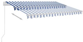 Toldo retrátil manual com LED 350x250 cm azul e branco