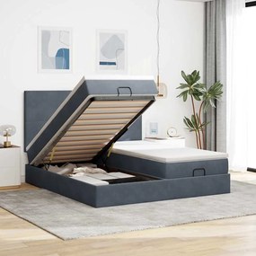 Estrutura cama otomana colchões 160x200 cm cinzento escuro
