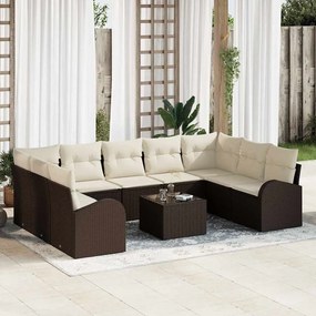 vidaXL Conjunto de Sofá de Jardim Modular de 9 Peças com Almofadas Cinza em Rattan de Polietileno