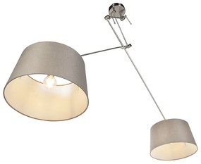 Candeeiro de suspensão com cortinas de linho taupe 35 cm - aço Blitz II Country / Rústico,Moderno